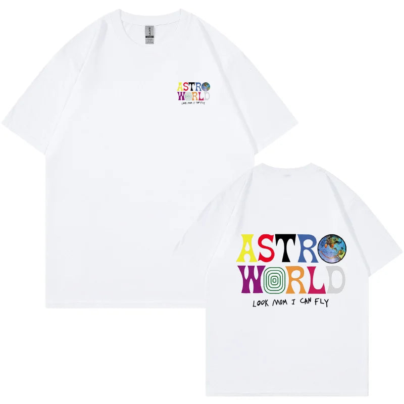 Camiseta AstroFly — Algodón Streetwear Letter Print Premium