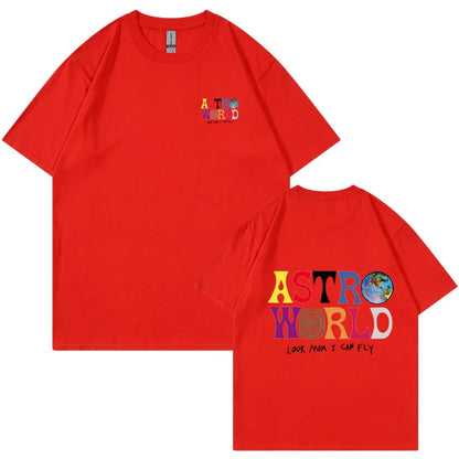 Camiseta AstroFly — Algodón Streetwear Letter Print Premium