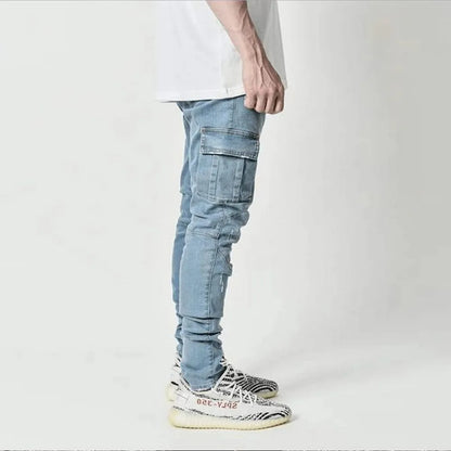 UrbanCore — Vaqueros Cargo Masculinos Ajustados con Múltiples Bolsillos
