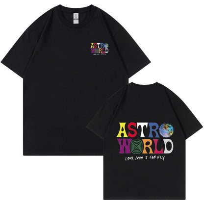 Camiseta AstroFly — Algodón Streetwear Letter Print Premium