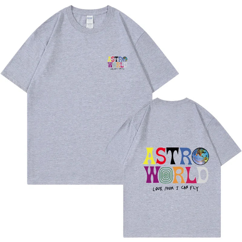 Camiseta AstroFly — Algodón Streetwear Letter Print Premium