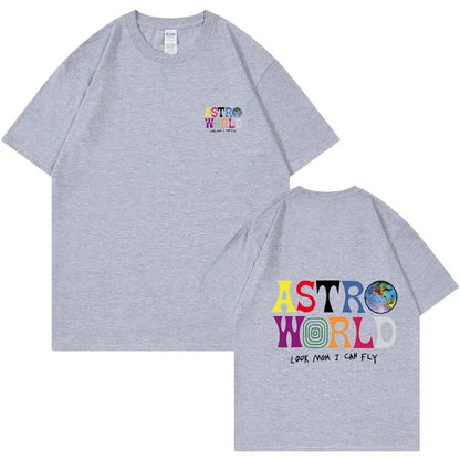 Camiseta AstroFly — Algodón Streetwear Letter Print Premium