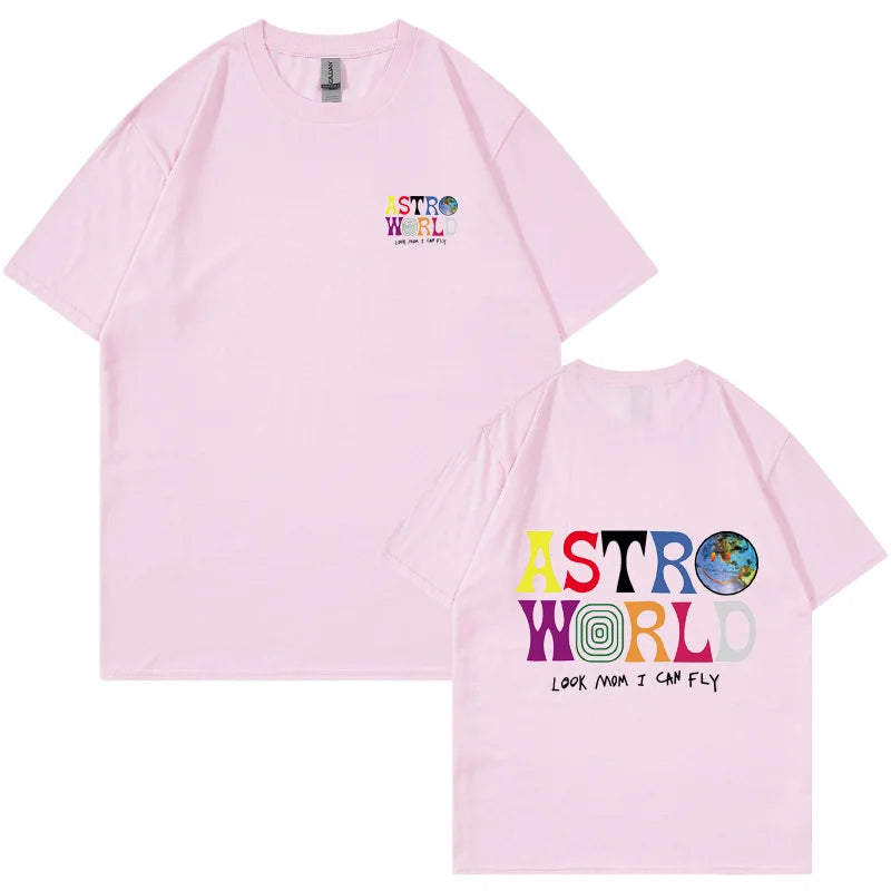 Camiseta AstroFly — Algodón Streetwear Letter Print Premium