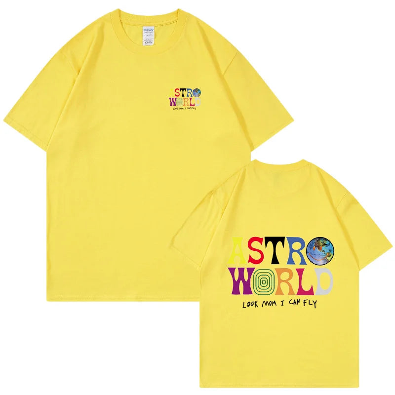 Camiseta AstroFly — Algodón Streetwear Letter Print Premium
