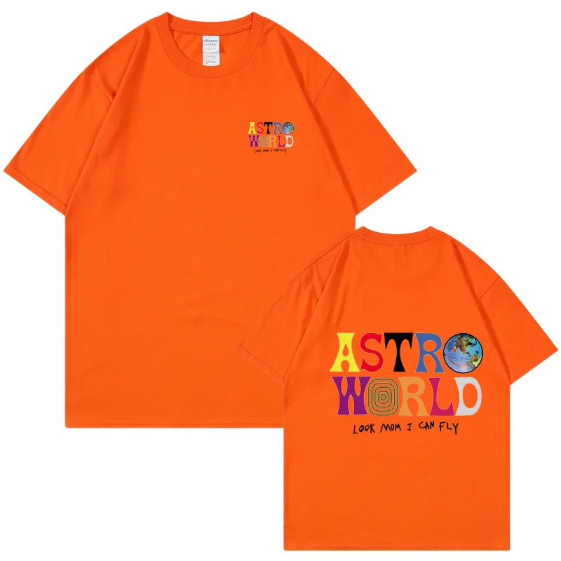 Camiseta AstroFly — Algodón Streetwear Letter Print Premium